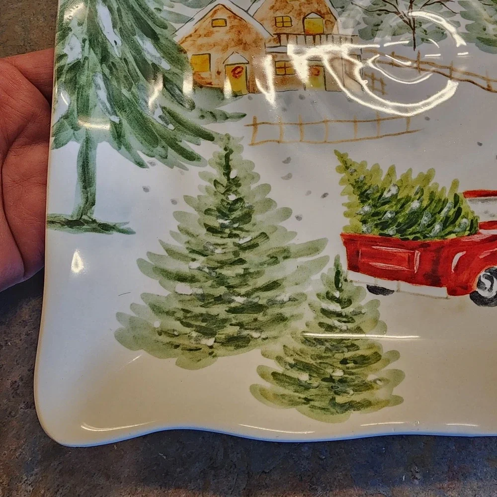 Maxcera SNOWVILLE Square Serving Dinner Plate 11